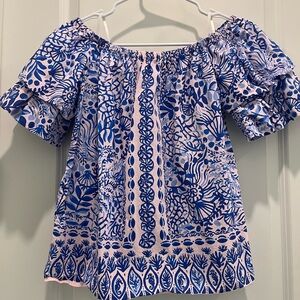 Lilly Pulitzer Pink and Blue Off the Shoulders Top/Blouse - Size XS